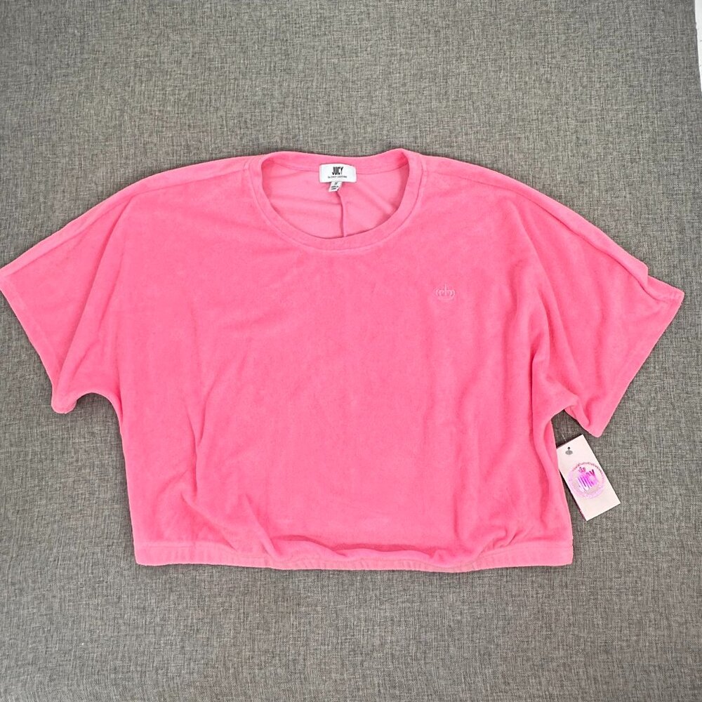 NEW! Juicy By Juicy Couture Hot Pink Plus 1X Towel Terry Material $45 Cotton Ble